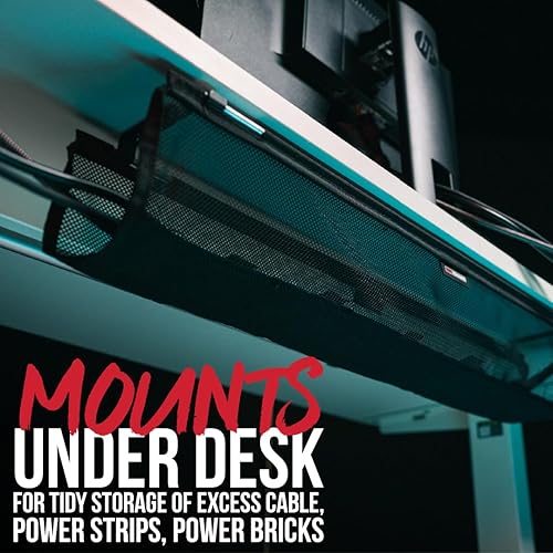 Miniatura 2 de Gator Frameworks Sistema de gestión de cables de malla se monta debajo del escritorio para optimizar tu espacio de trabajo, bridas integradas