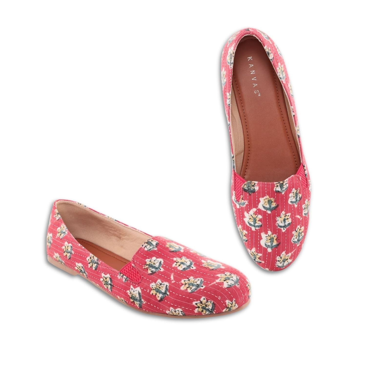 Printed Loafers for Women - Comfortable Casual Slip On Shoes - Vegan Leather - Stylish Fashion Moccasins for Casual & Partywear - Lightweight - Fuchsia Pink Block Print Footwear (Pink, UK Footwear Size System, Adult, Women, Numeric, Medium, 5)-image-38