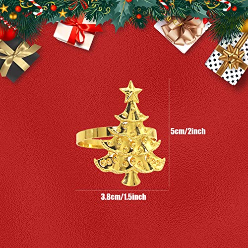 Christmas Tree Napkin Rings, 6PCS Gold Napkin Buckles Set for Xmas Table Decorations - Image 2
