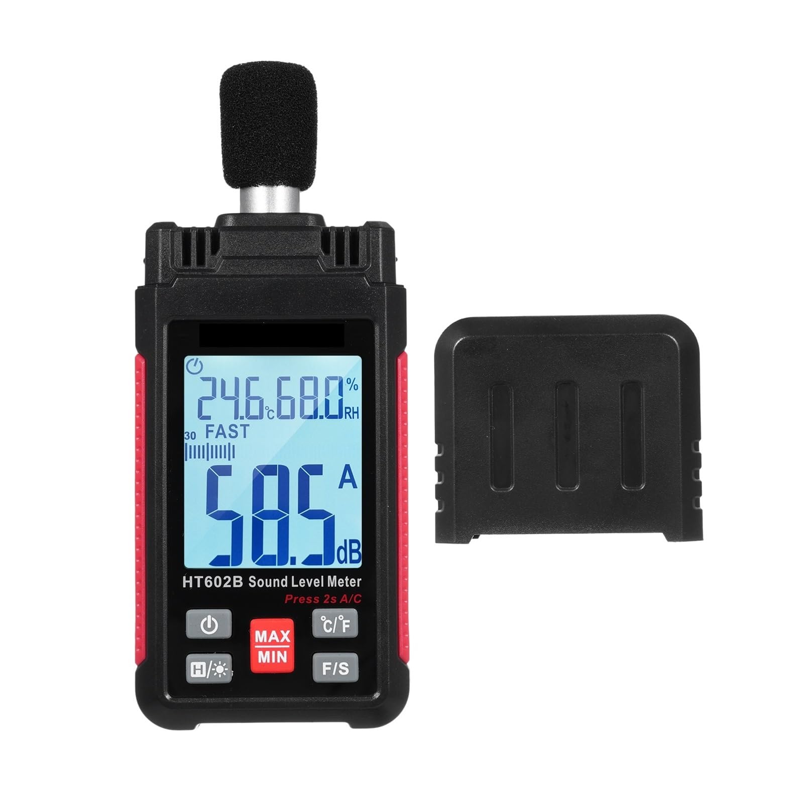 Fonometro Digitale Fonometro Decibel Misuratore SPL Portatile di Rumore 30-130 Db con misurazione 'umidità a Temperatura Tester del Livello di Rumore Decibel