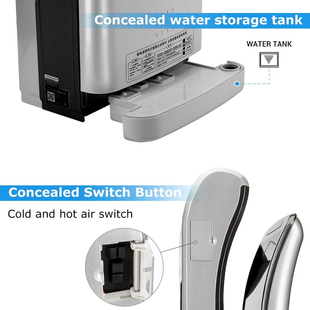 interhasa! Commercial Hand Dryer with HEPA Filter, 110V Electric Jet Hand Dryer for Bathrooms Commercial, 3-Pin Plug in