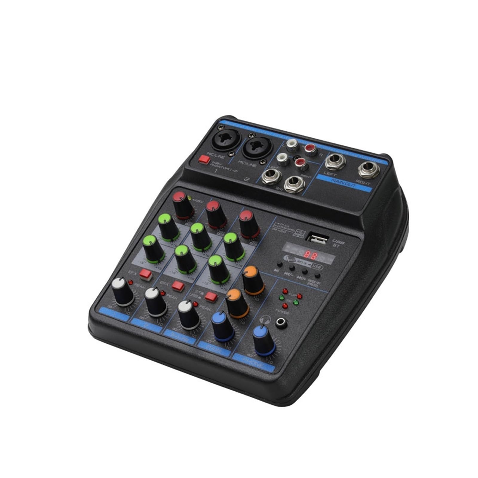 Mikser audio, Mikser 4-kanałowy DJ konsola z 48V Phantom Power Monitor System USB do karaoke w studiu