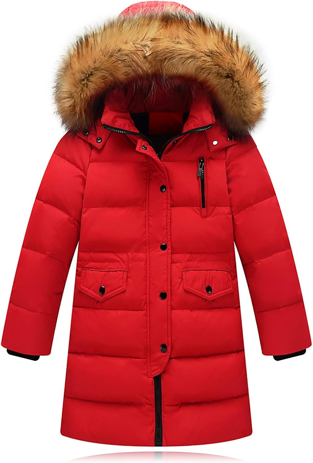 Baby Toddler Boys Girls Winter Jacket Coat Warm Clothes Kids Fashion Long Sleeve Hoodie Outerwear (Red, 11-12 Years)