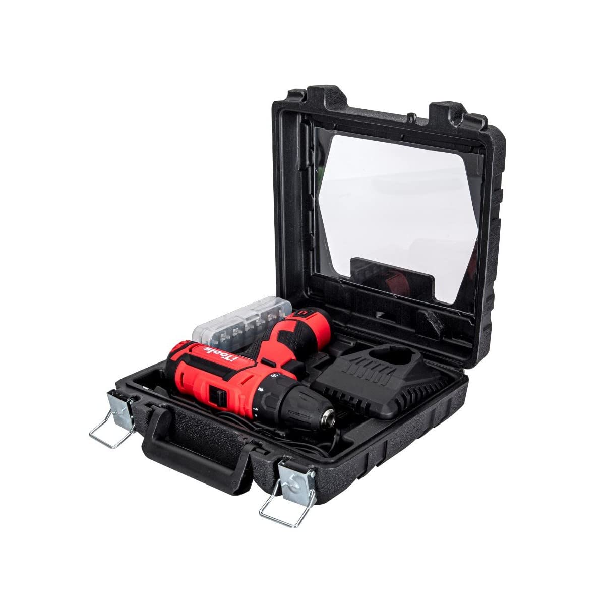 Wiertarka akumulatorowa 12V Bateria litowo-jonowa 1,5Ah ITOOLS LED + zestaw 6 końcówek wkrętarek + 6 wierteł + adapter