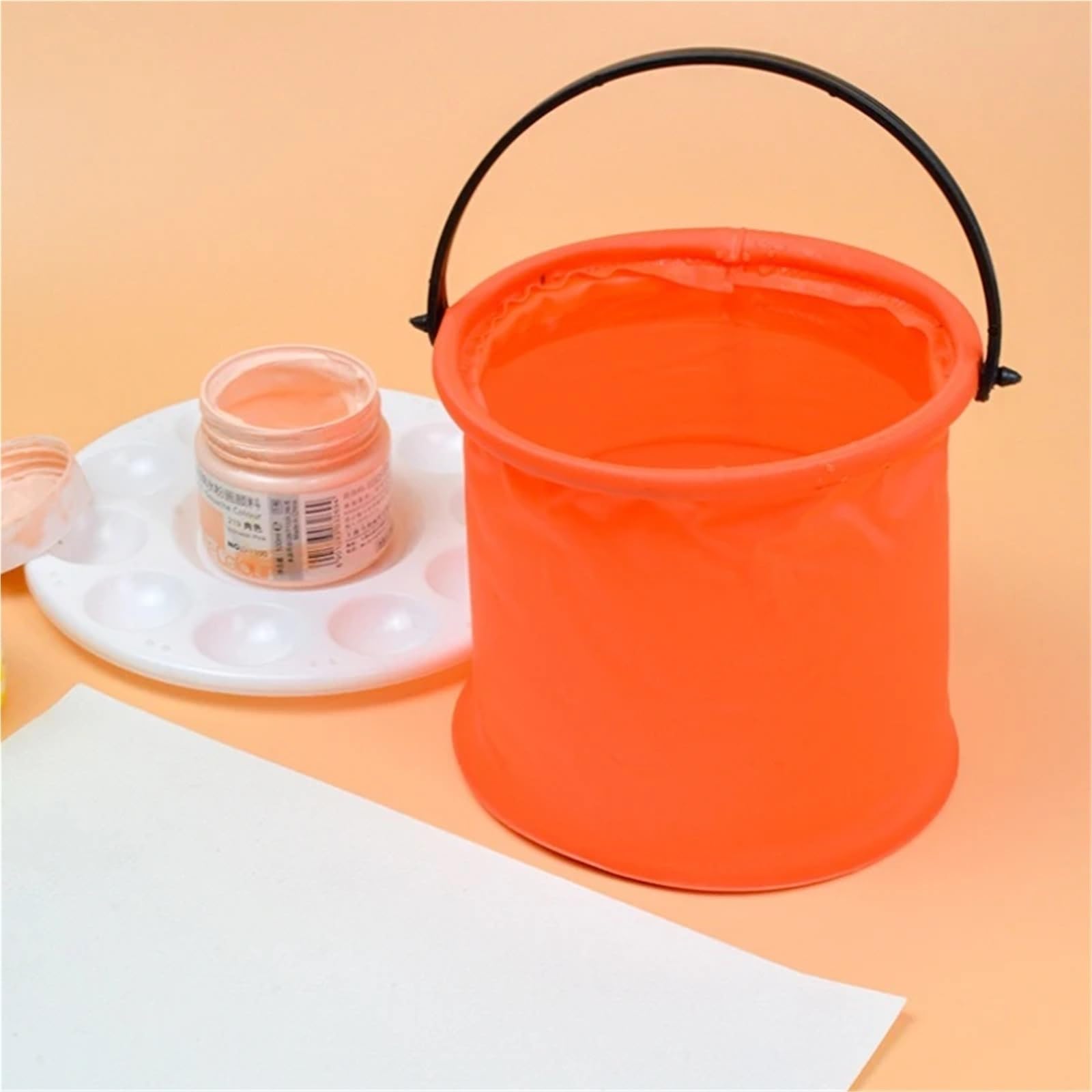 Falteimer Faltbarer Eimer mit Griff, tragbares und leicht zu verstauendes Design, geeignet for Camping, Angeleimer(Orange)