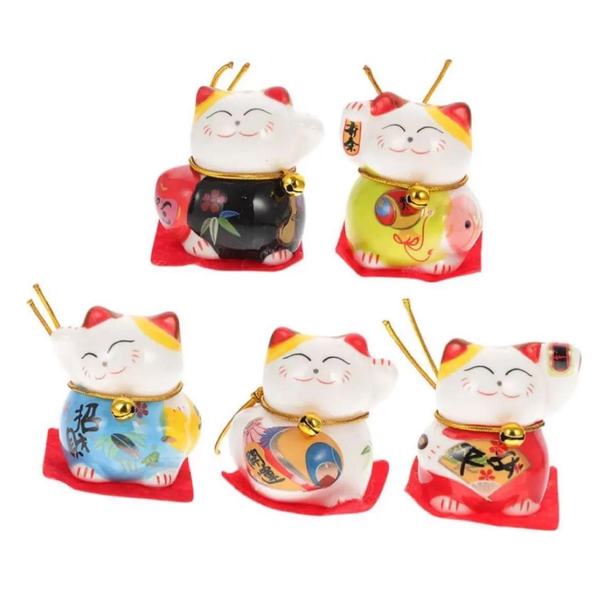 Amazon.co.jp: 招き猫 置物 商売繁盛 平安 厄除け 開店祝い ネコ 5個