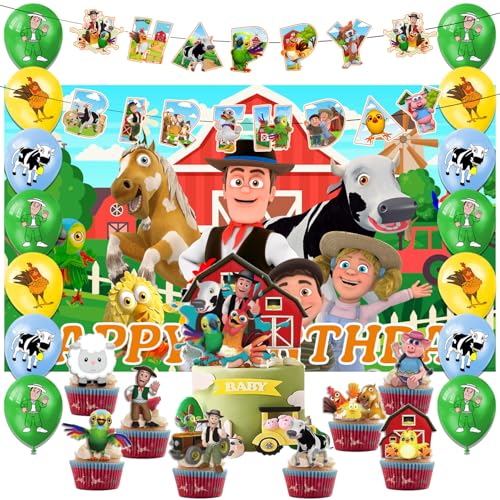 42pcs Lai Granja De Zenoon Party Decoration Pack IncludesBannerCake TopperBlackdrop Balloons for Zenoon party decoration