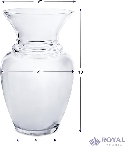 Miniatura 5 de Royal Imports Florero de cristal transparente, moderno, decorativo, centro de mesa, urna, boca ancha, clásico, diario, reunión de rosas, ramo de