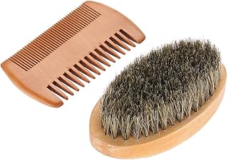Men Beard Care Kit Beard Grooming Kit Mustache Oval Brush and Beard Comb Cleaning Grooming Tool Helps Softening and Conditioning Mustaches