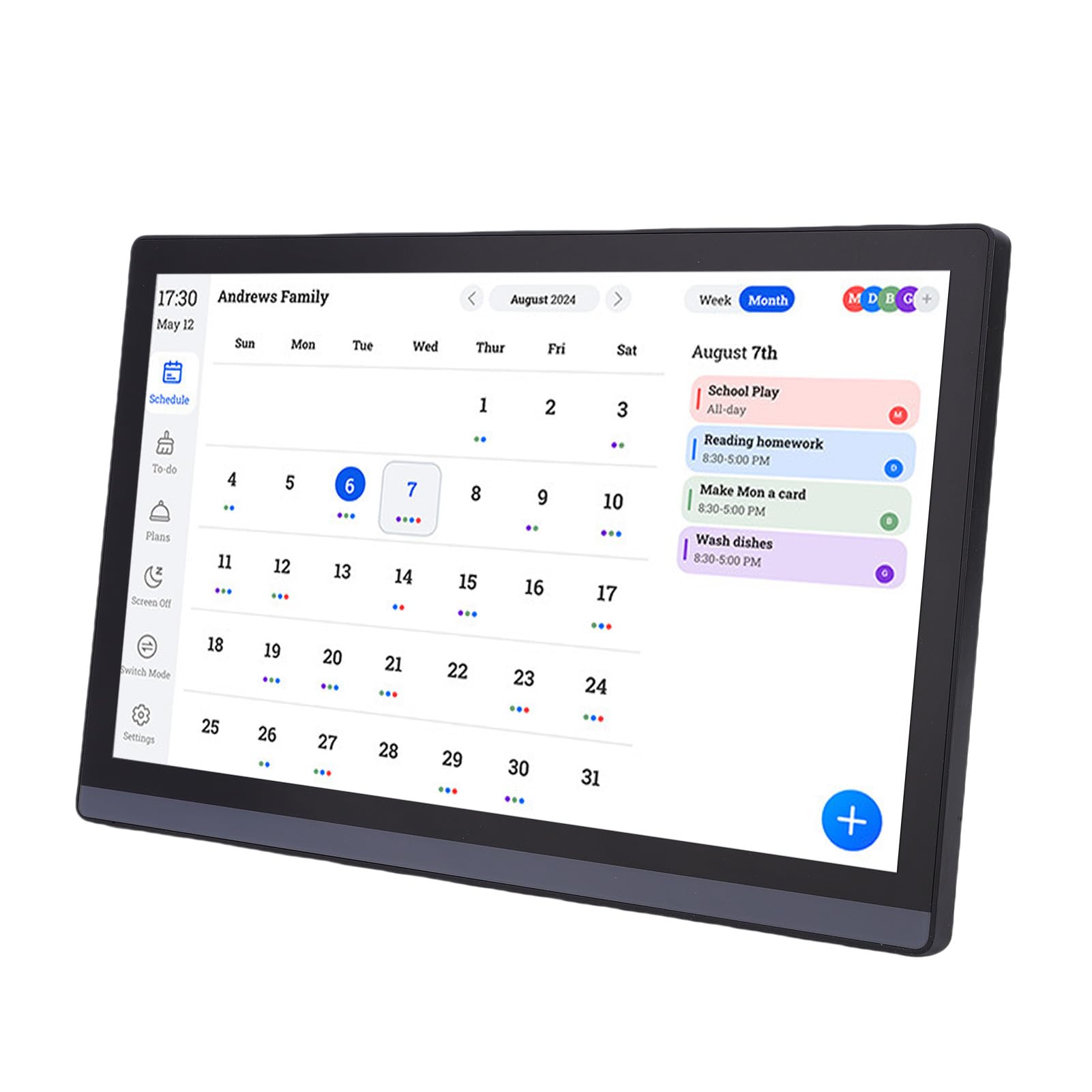 Fafeicy Calendario Digitale 17.3 Pollici 1920x1080P IPS Touch Screen WiFi, Tabella Familiare con Display Interattivo 10 Punti per Organizzazione Casa e Ufficio (Spina UE 100-240 V)