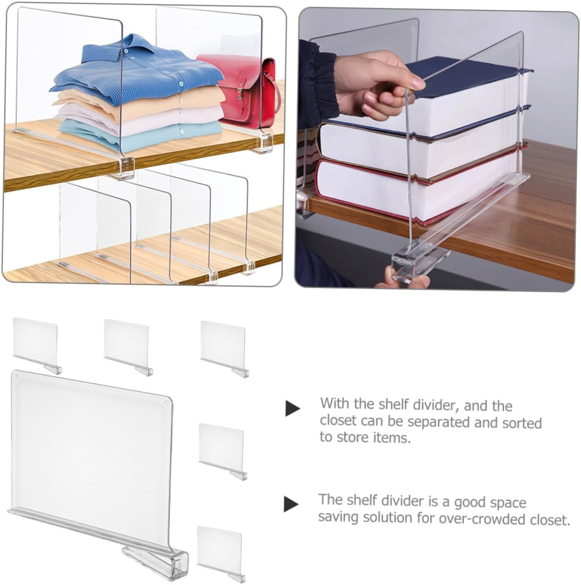 6pcs Wardrobe Closet Dividers Storage Shelf Organizers Easy Install Space Saving
