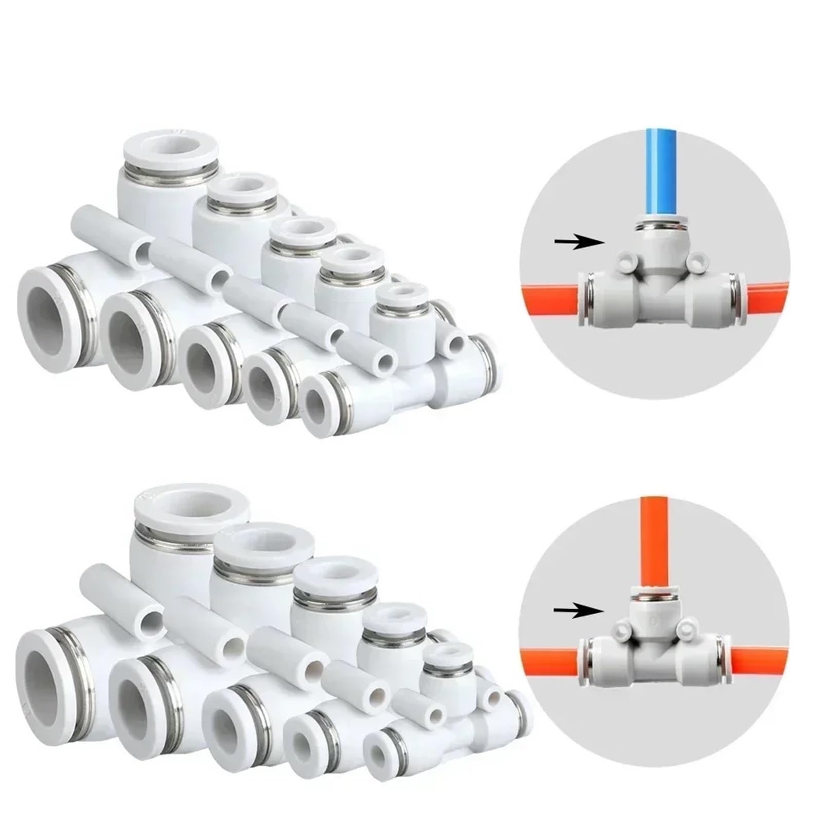 4 mm 6 mm 8 mm pneumatyczne szybkozłączki pneumatyczne złącze wtykowe złącze węża trójnik równe redukujące złącza rurowe 10 mm 12 mm 5 szt. (PEG8-4-8)