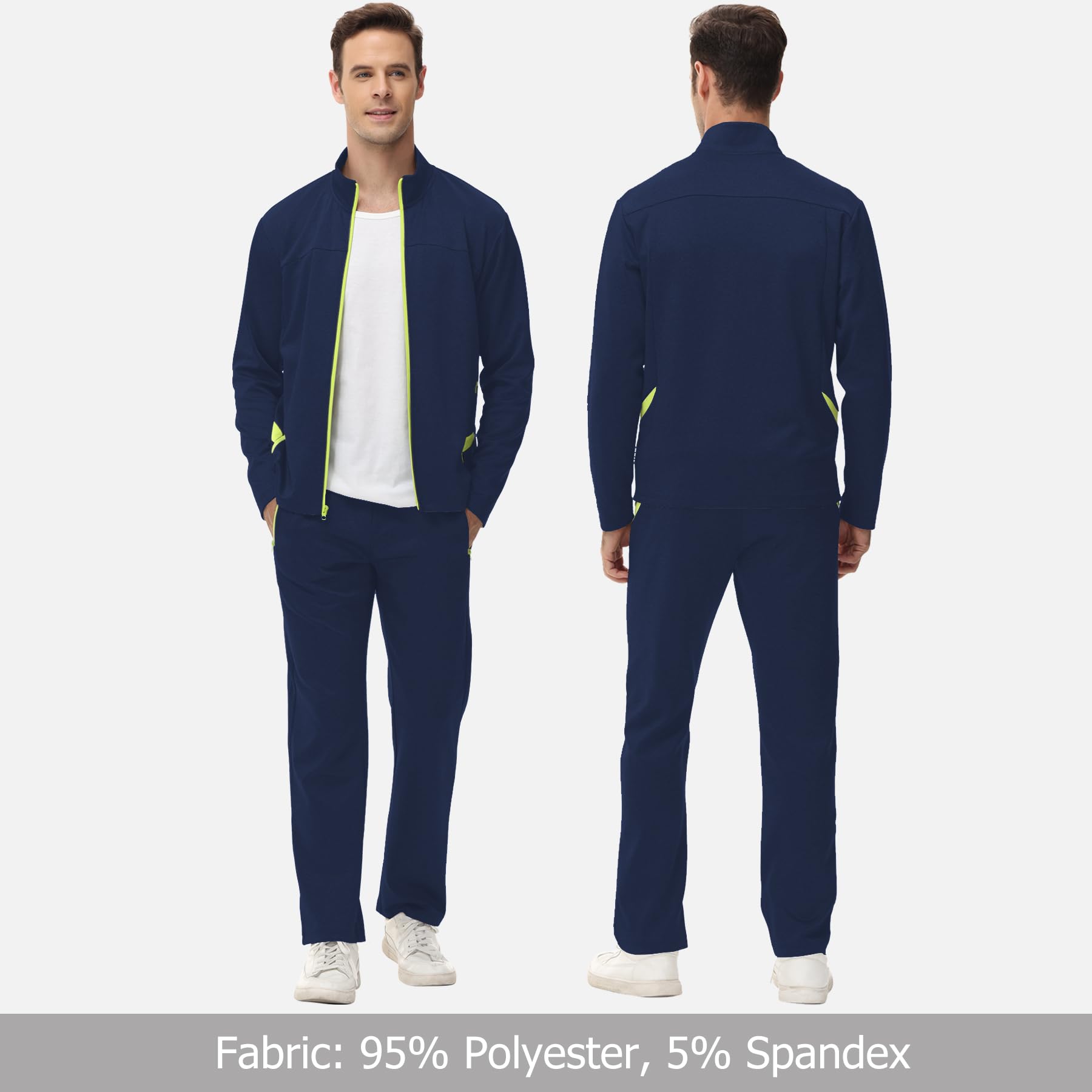 INNERBUT Tuta da uomo 2 pezzi tuta set per uomo tuta da jogging set sport full zip atletica tuta da uomo