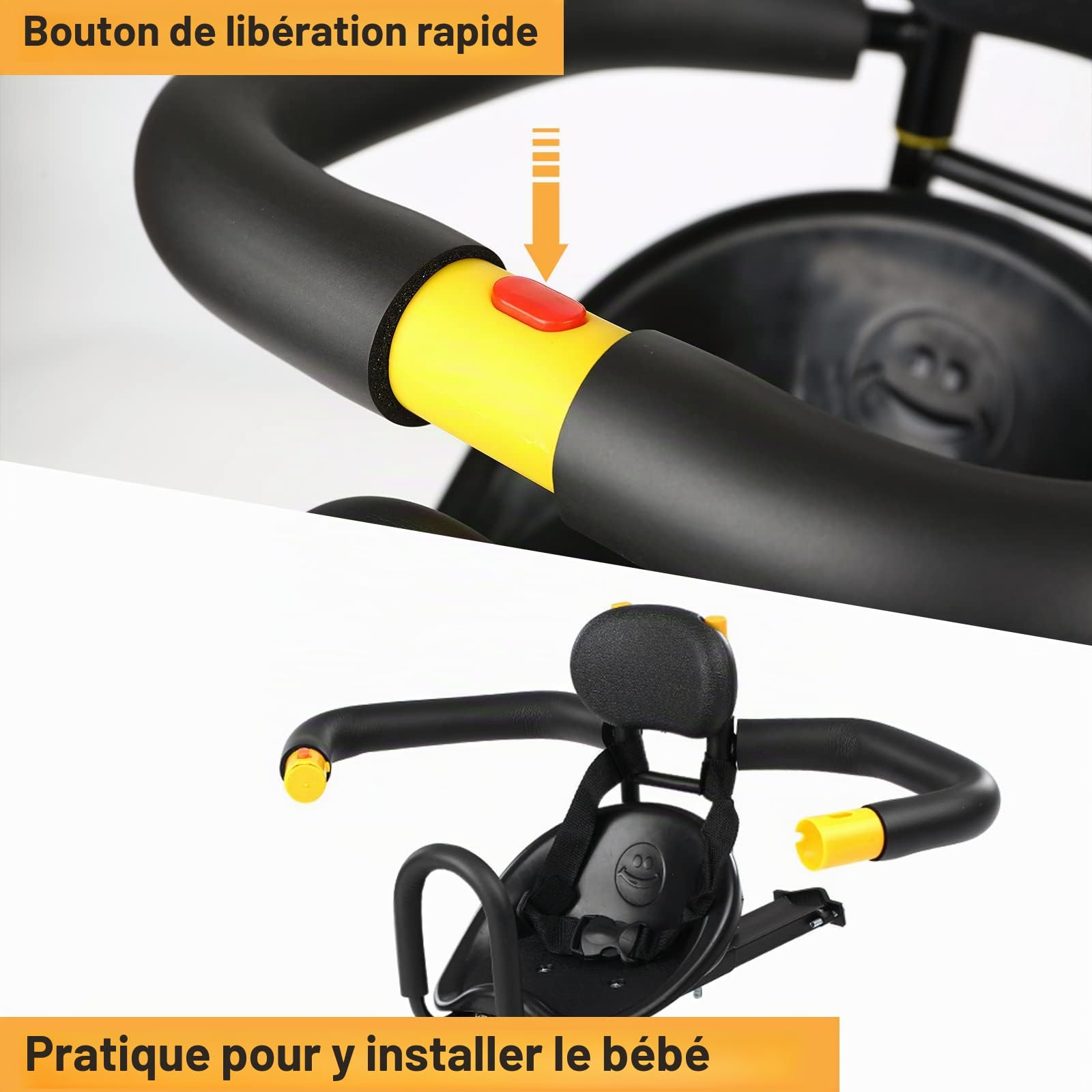 Siège de vélo pour enfant - Siège enfant - Avant monté pour VTT - Avec guidon - Pour vélo de route