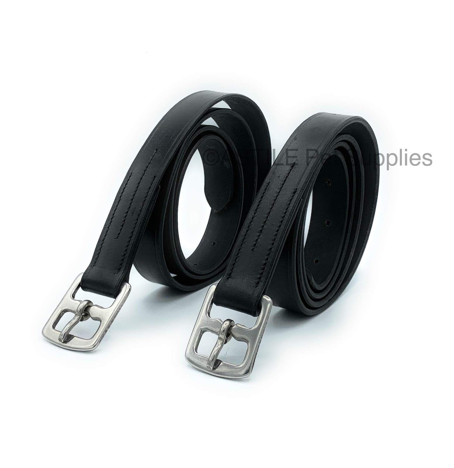 Cuero de estribo para adultos o niños, color negro y marrón, cuero fuerte con acabado suave (137 cm, negro)
