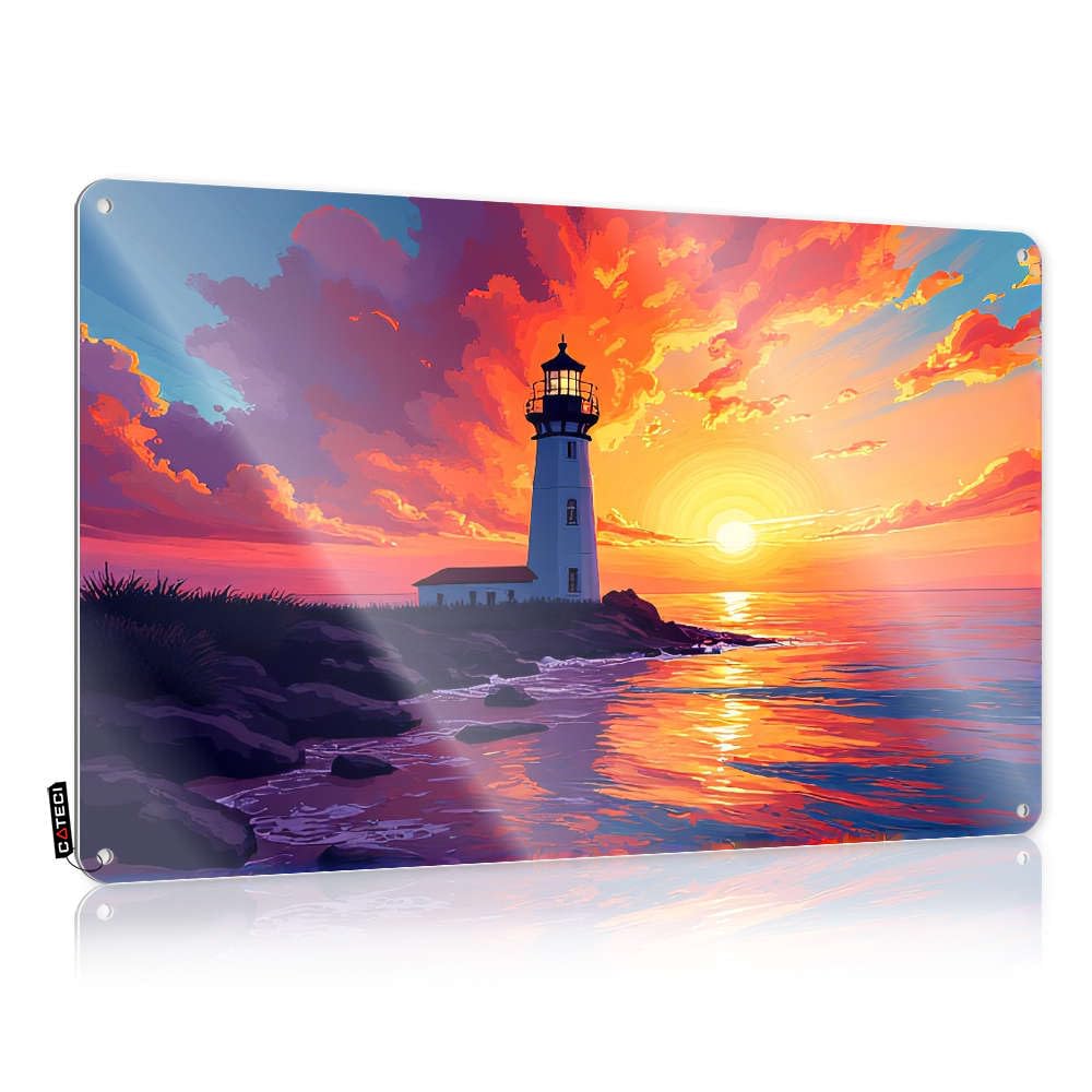 Fzfn Colour A Lighthouse Stands Tall Against A Vibrant Sunset. Fun Sports Bar Decor - Plaque Custom Hanging Wall Decor(30X40cm)