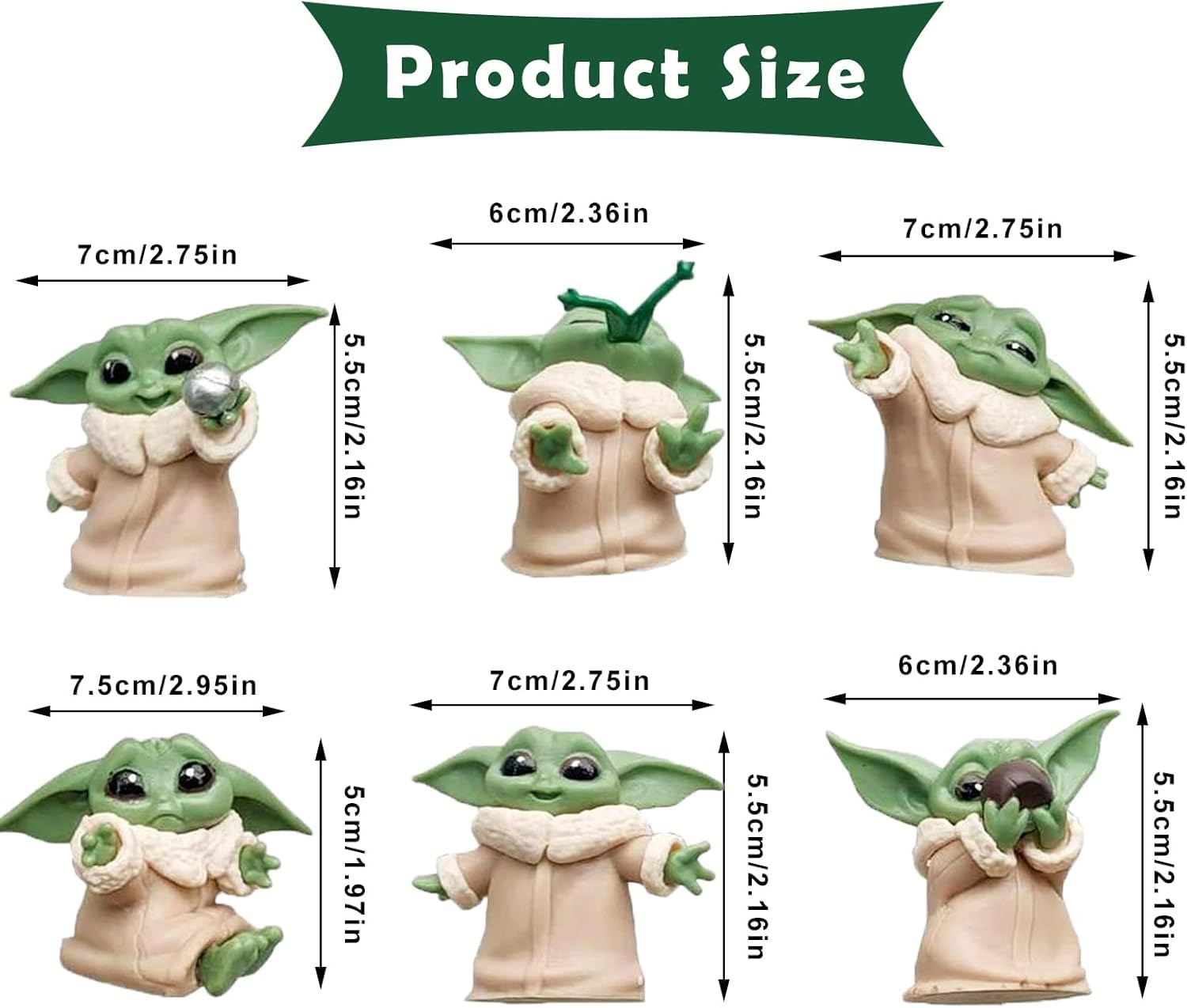 Senon 6 lı Set Sevimli Bebek Yoda Ürün Koleksiyonu Dekoratif Biblo Masa Süsü Hediyelik Eşya