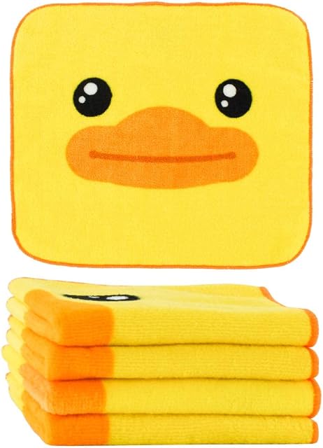 B Duck 100% Cotton Yellow Bath Towels Face Towel Set (Pack of 4, Size 25x25cm 500GSM) Pool and Gym Luxury Hotel & Spa Bath Towel Super Soft Plush and Highly Absorbent (Hand Towels, 023)