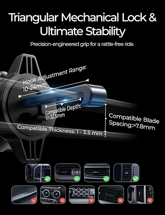 LISEN for Qi2 25W MagSafe Car Mount Charger for iPhone 18 Pro Max, Car Vent Magnetic Car Charger,Stable Wireless Charging Car Charger Mount Holder, 25W Car Mount,Car Vent Mount for iPhone 18 17 16
