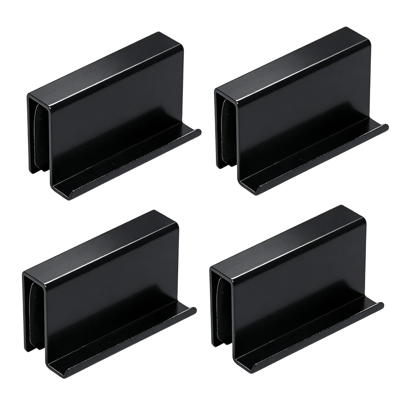 Kaeltsyn Black Contemporary Glass Door Pull 4Pcs Finger Friendly Edges Rustproof Component Push Pull Clamp 4Pcs For Daily Use Multipurpose Fixture