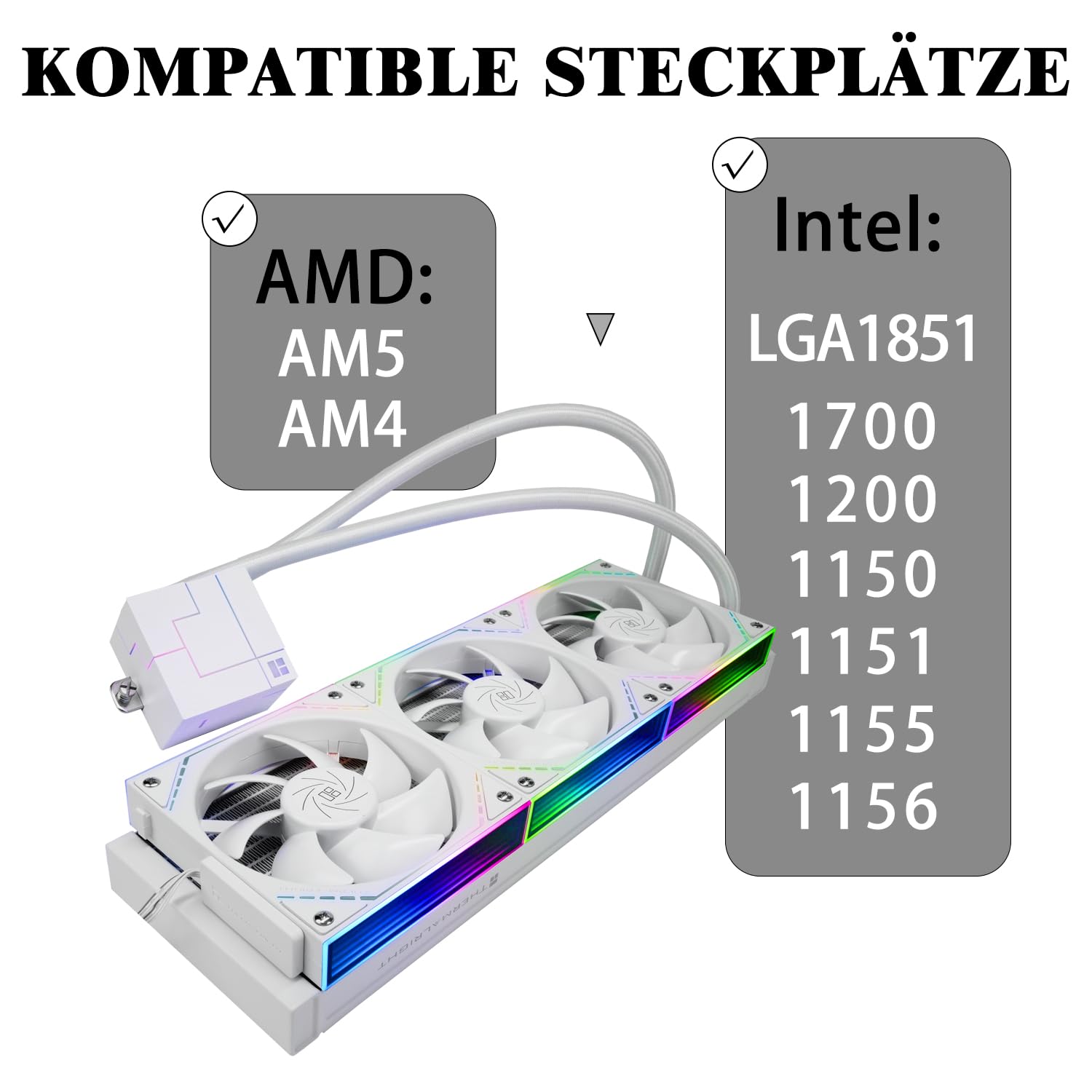 TR-Thermalright Enfriador líquido Core Matrix 360 ARGB White V2 para CPU, enfriador AIO de 360 mm, ventilador de conexión inalámbrica modular, 2000 rev/min, para AM5, Intel LGA1851/1700/115x/1200