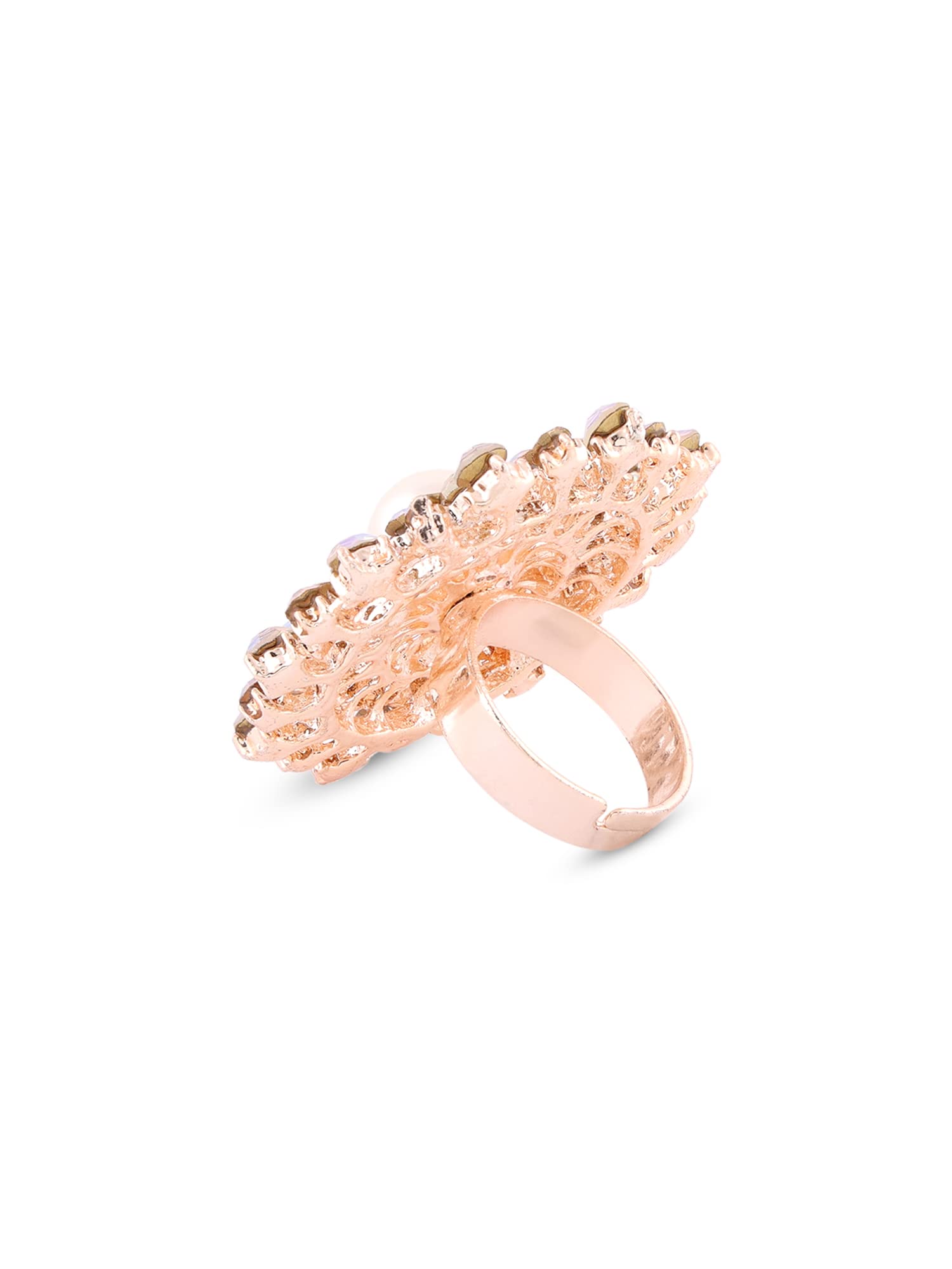 Austrian Diamond & Pearl Adjustable Finger Ring