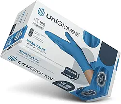 Luva Nitrilica para procedimento (sem pó) UniGloves® Blue Premium Quality - G - 100 Unidades