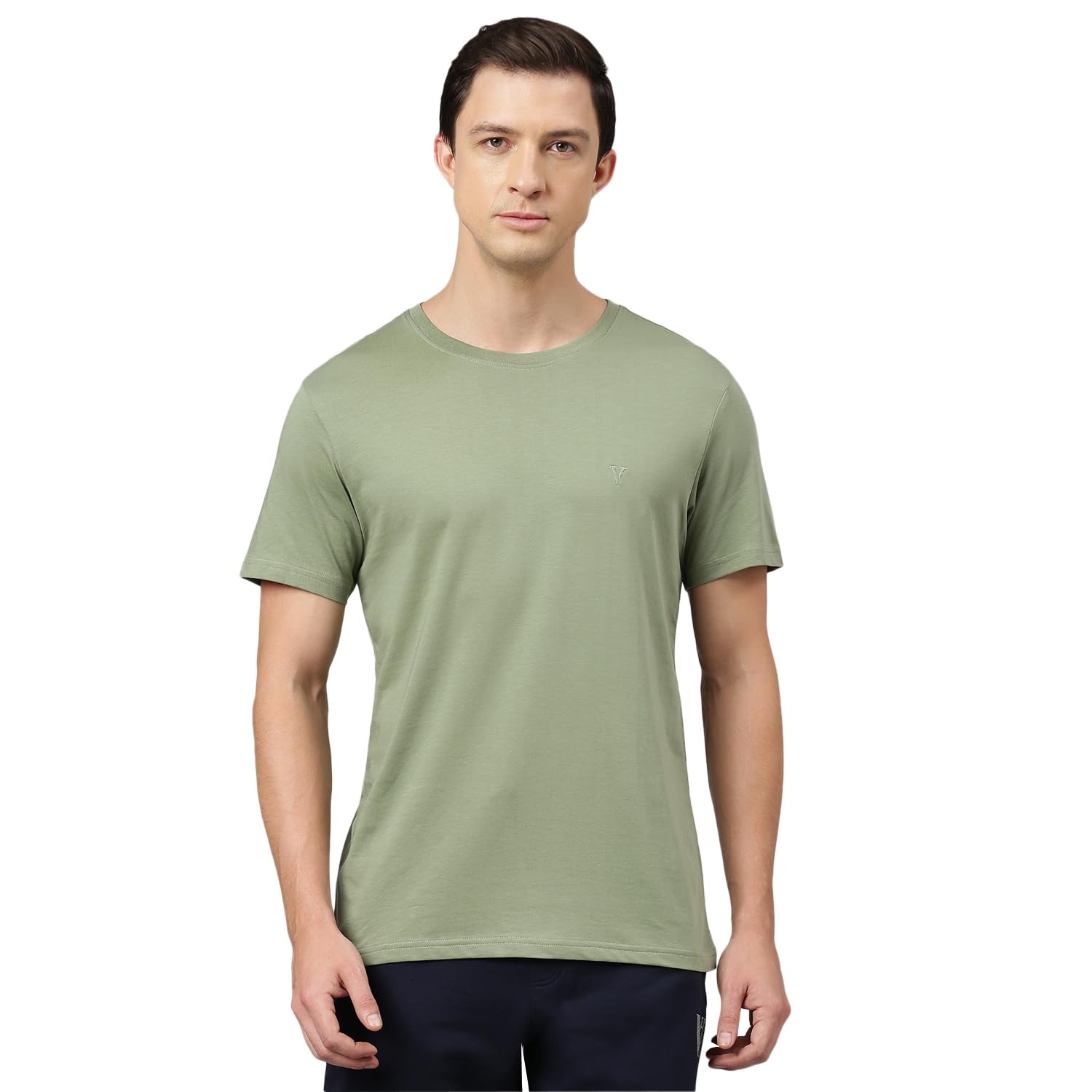 Men's Cotton Regular Fit Solid T-Shirt Crew Neck, Short Sleeves