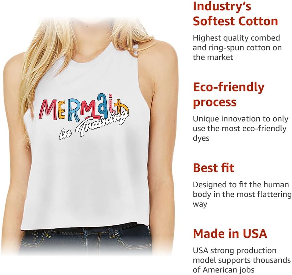 Mermaid in Training Racerback Cropped Tank - Colorful Women's Tank - Cute Tank Top