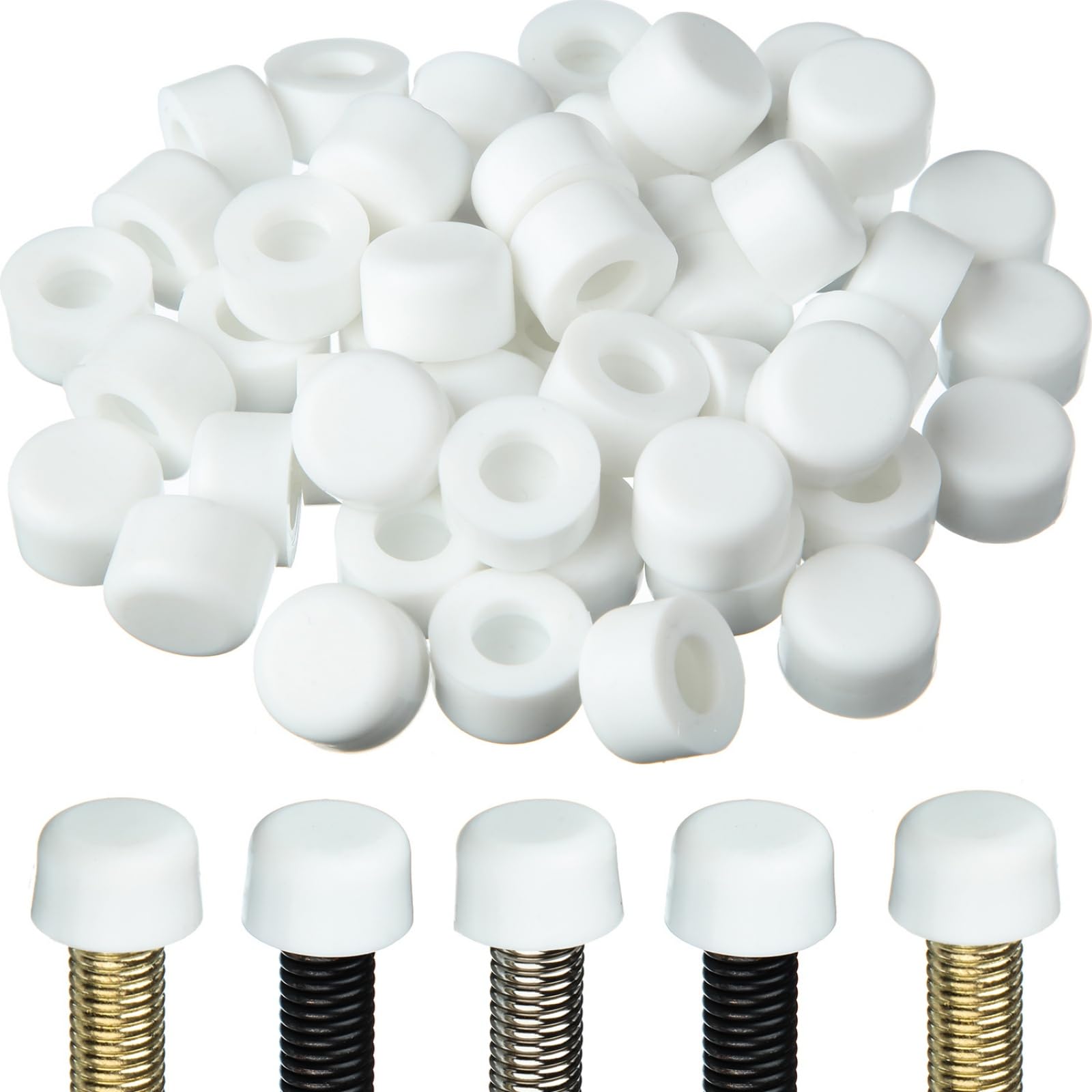 Outus 100 Pcs Rubber Door Stop Silicone Replacement Door Stop Caps Tips Bumpers for Wall and Floor Protection, Universal Size (White) — image 1