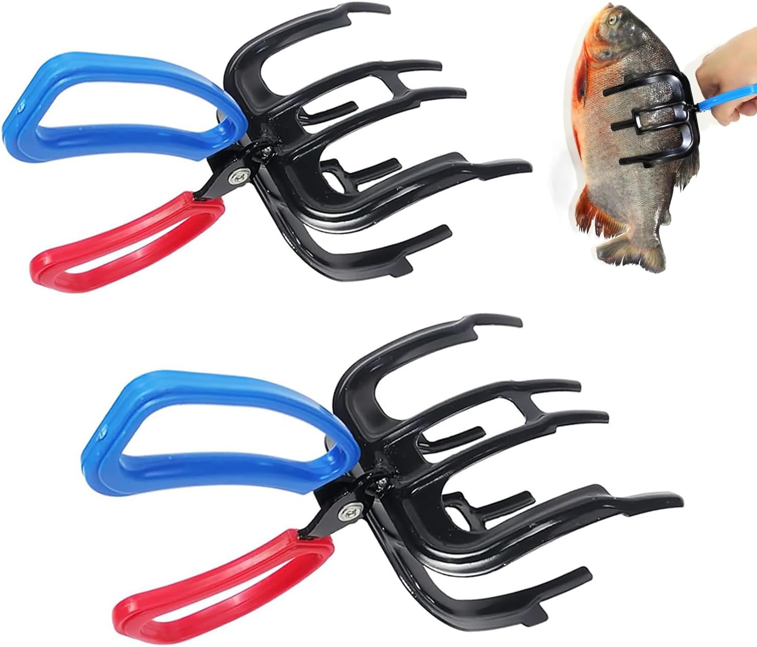 2Pack Fish Gripper with 3 Claw, Metal Fish Culling System Fishing Grip Gear Tool Anti-Slip Fish Catch, Easy to Use, Fish Pliers for Most Freshwater Fish