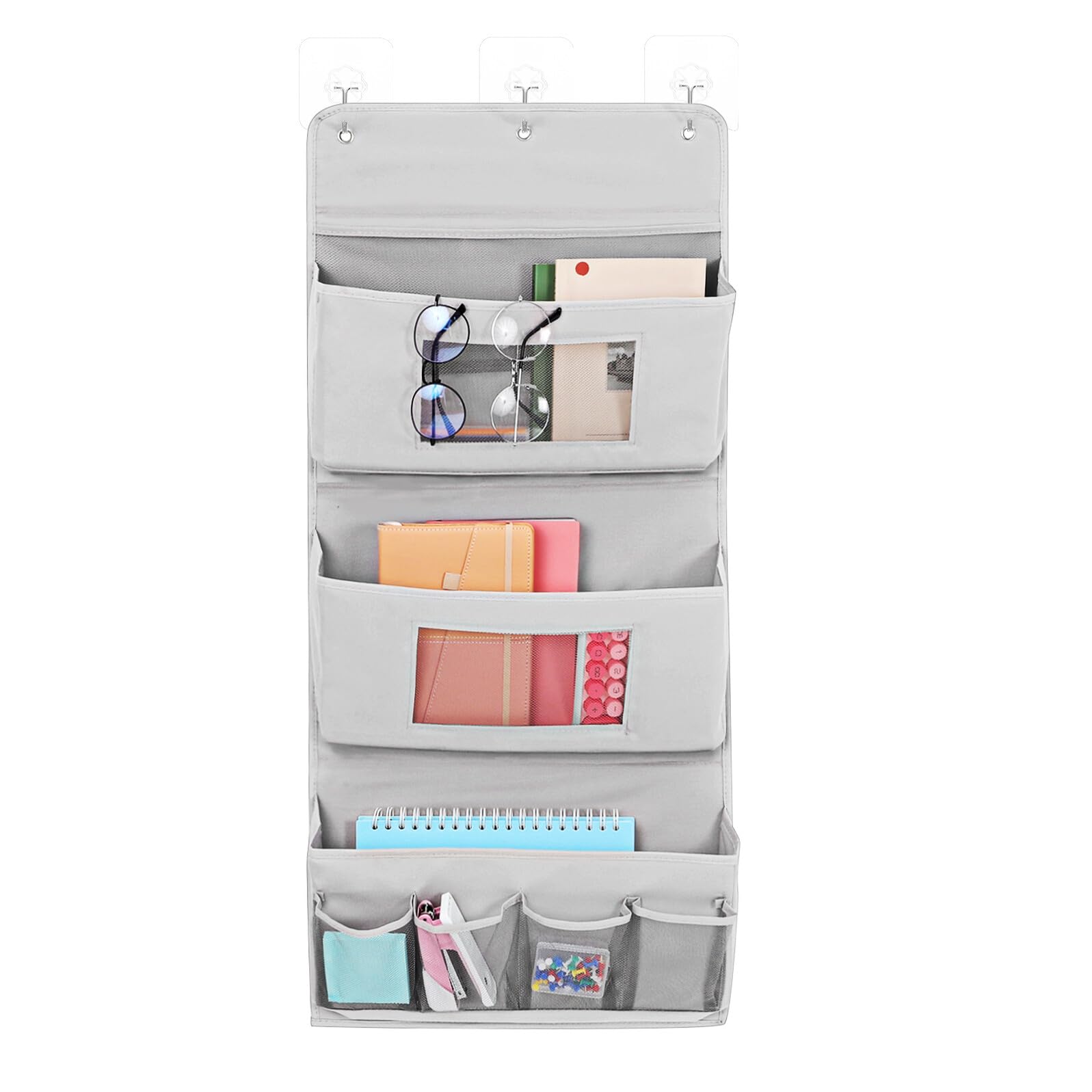 Gatuida Organizer da Parete Appendibile in Tessuto Grigio con Strati e Tasche Multiple Resistente e Lavabile per Porta e Armadio in Camera da Letto e Soggiorno Ottimizza Spazio e Mantiene