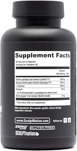 Miniatura 4 de Sculpt Nation by V Shred Neuroctane Suplemento cerebral nootrópico para concentración, apoyo cerebral y memoria, energía natural y suplemento de