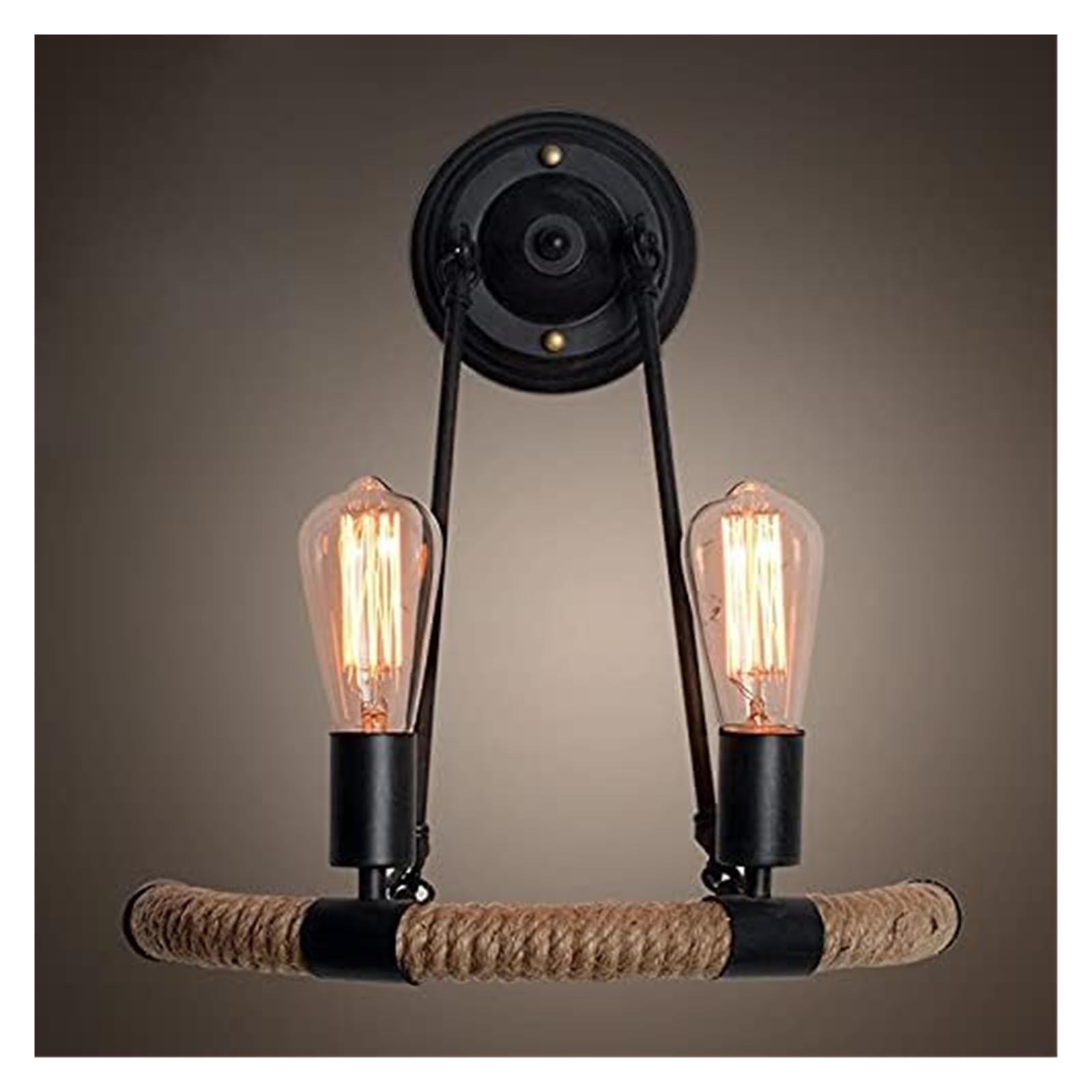 Lámpara De Pared Retro De Cuerda De Cáñamo, Aplique De Pared Industrial De Metal Retro para Bar, Luminaria De Doble Cabezal De 2 Luces E27, Iluminación Colgante De Pared,
