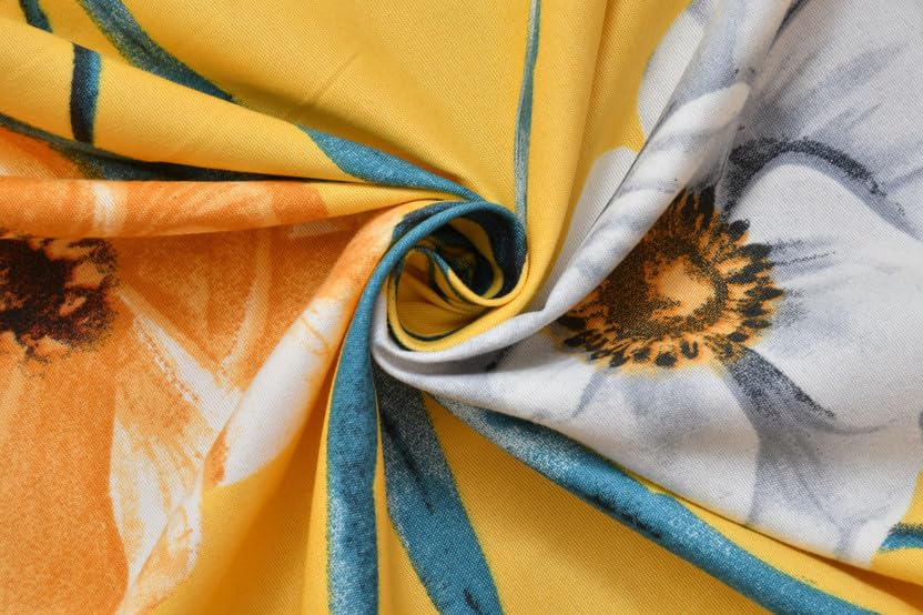 Image of VOMZER 5-Piece Premium Printed Bedsheet Set 300 TC King Size | Cotton Blend Modern Design Flat Bedsheet, Yellow Flower