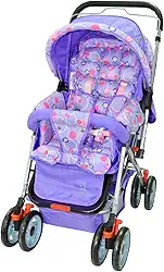 Carrinho Bebê Passeio Menina Menino Reclinável Vira Berço Alça Reversível com Mosquiteiro Bamboo + Bolsa (LILÁS)