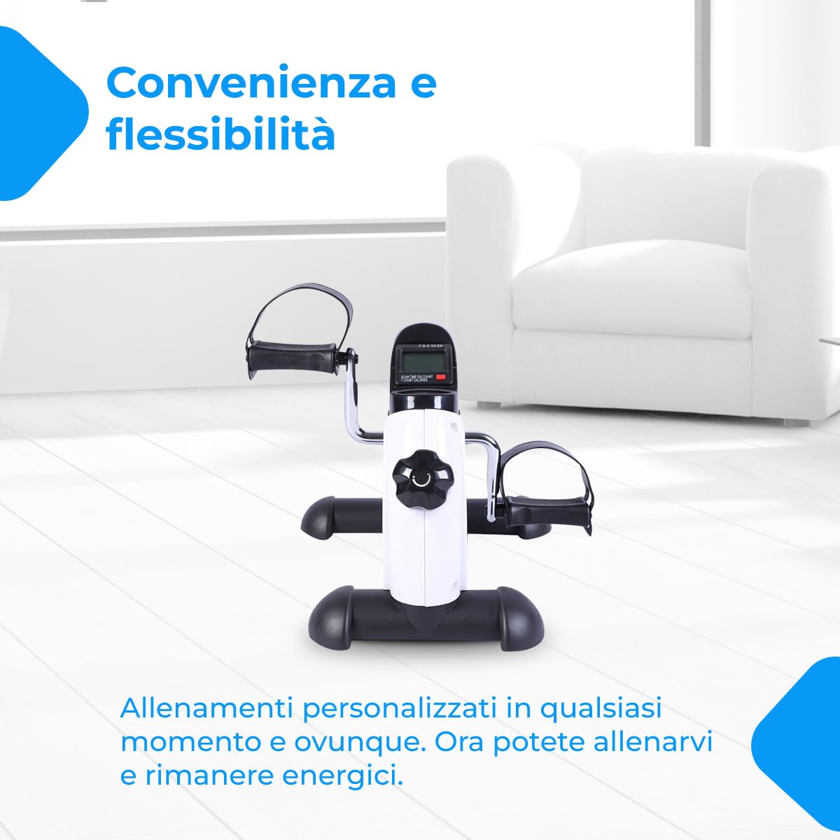 NK Pedali statici, Esercitatore a Pedale per Allenamento di Braccio e Gambe, Livelli di Resistenza Regolabili, Display LCD