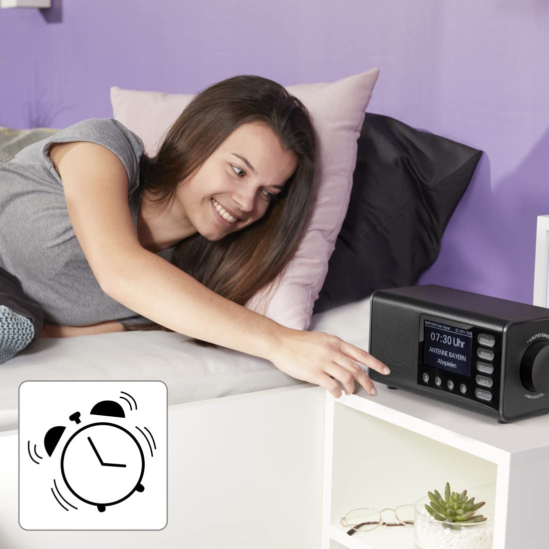 Hama DAB Radio mit DAB+/DAB und FM DR1000DE (Digitalradio mit großem Display, Küchenradio mit einfacher Bedienung, kleines Radio mit großen Tasten, UKW, AUX, 5W, Radiowecker, Seniorenradio) schwarz