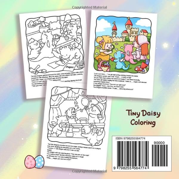 Tiny Tales: Mini Pocket Fantasy Coloring Book for Teens and Adults with Cozy Little Dragons and Girls in Magical World for Relaxation - Travel Size (6x6-inch) image 3