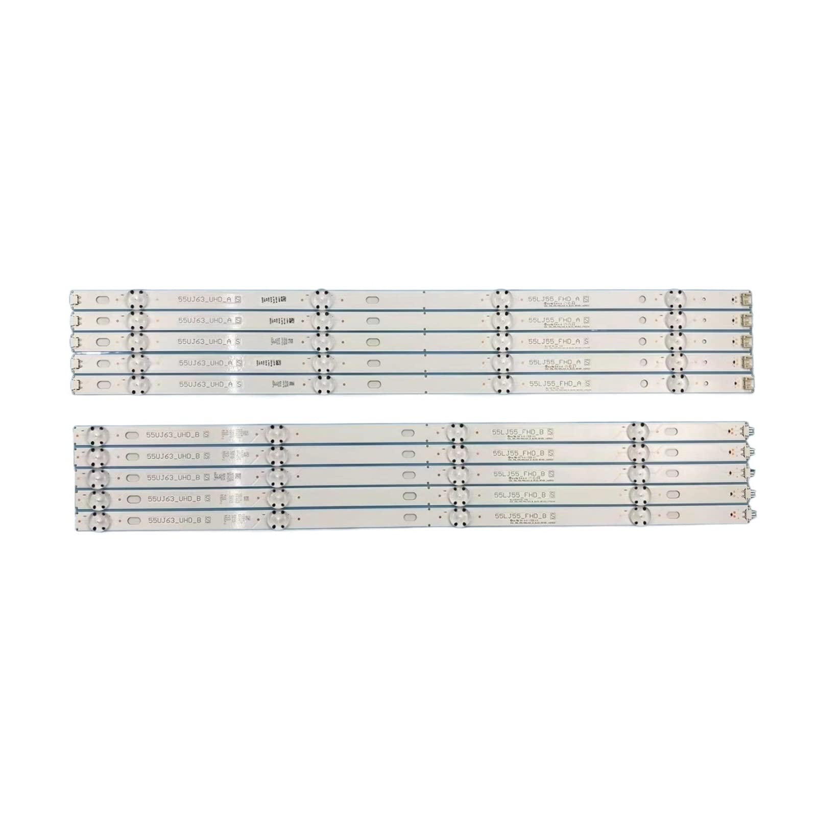 Kit Di 10 Strisce LED Per Retroilluminazione TV LG 55” – Modelli 55UJ630V, 55UJ6300, 55LJ5500, 55UJ63_UHD – 8 LED Per Striscia, 3V, 1098 Mm