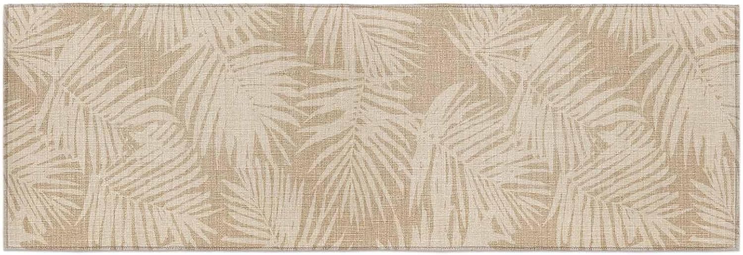 Teamery Kitchen Mats for Floor Vintage Linen Brown Palm Leaves Washable Non Slip Kitchen Rugs 1PCS, Summer Tropical Plants Absorbent Standing Mats for Sink Bathroom Office Living Room 15.7x47.2in