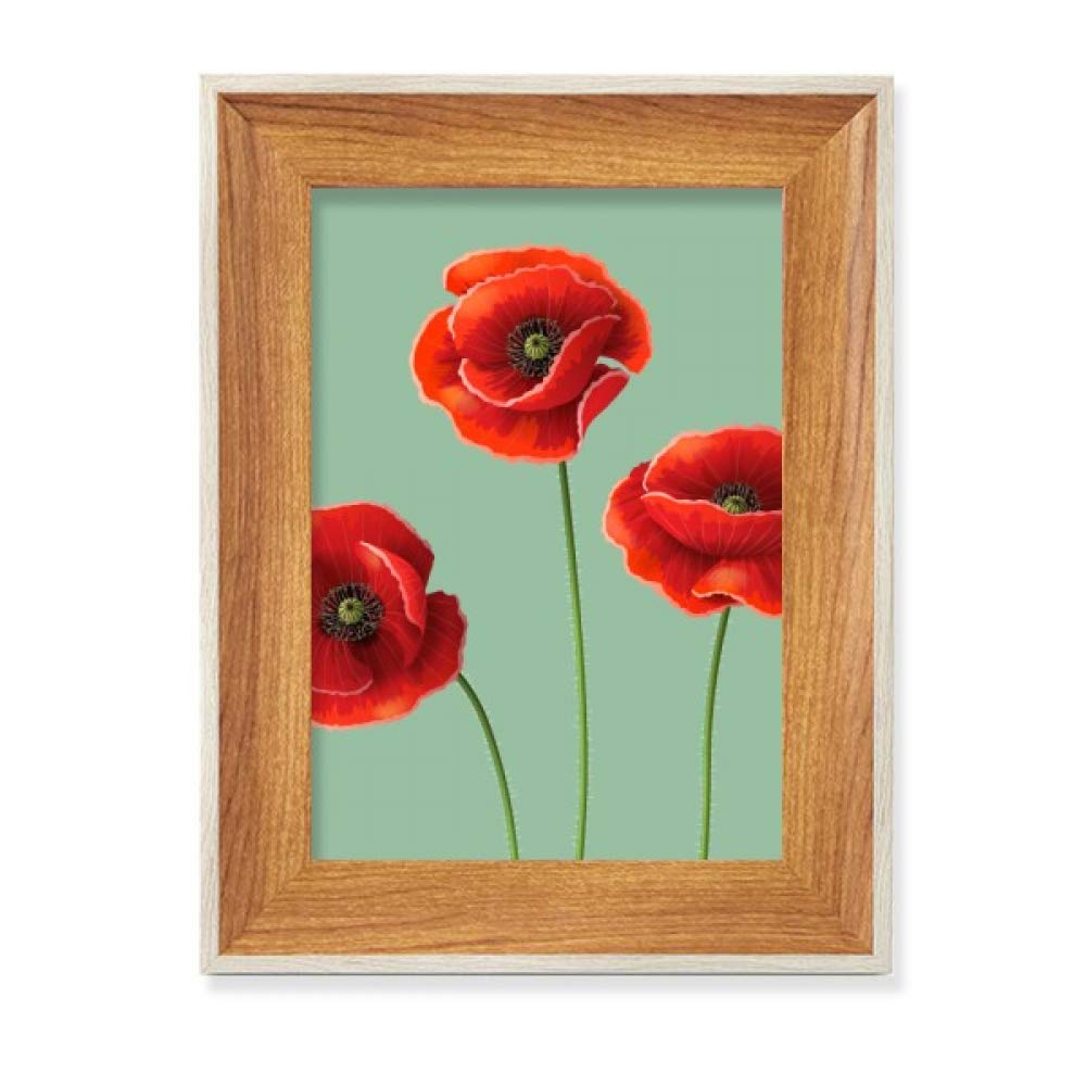 Tableau de coquelicots en cadre de bois pour déco salon et bureau