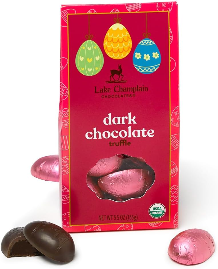 LAKE CHAMPLAIN CHOCOLATES Organic Dark Truffle Egg Bag, 5.5 OZ