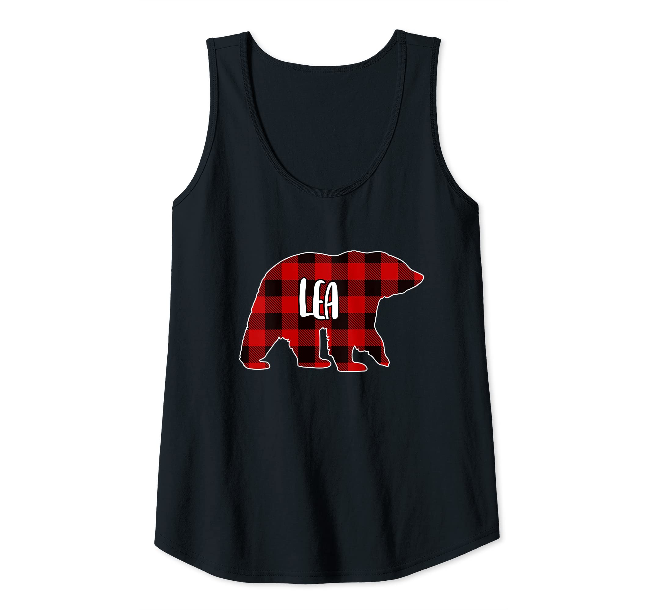 Womens Lea Bear Custom Red Buffalo Plaid Christmas Pajama Tank Top