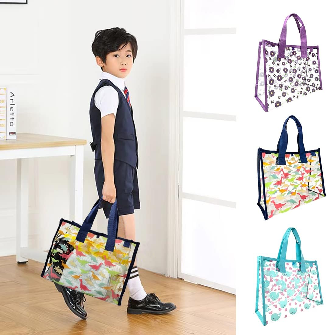 [BACISEN] プールバッグ キッズ ビーチバッグ 透明 丈夫 ビニール 子供 女の子 男の子 幼稚園 小学生 温泉 海用 透明バッグ