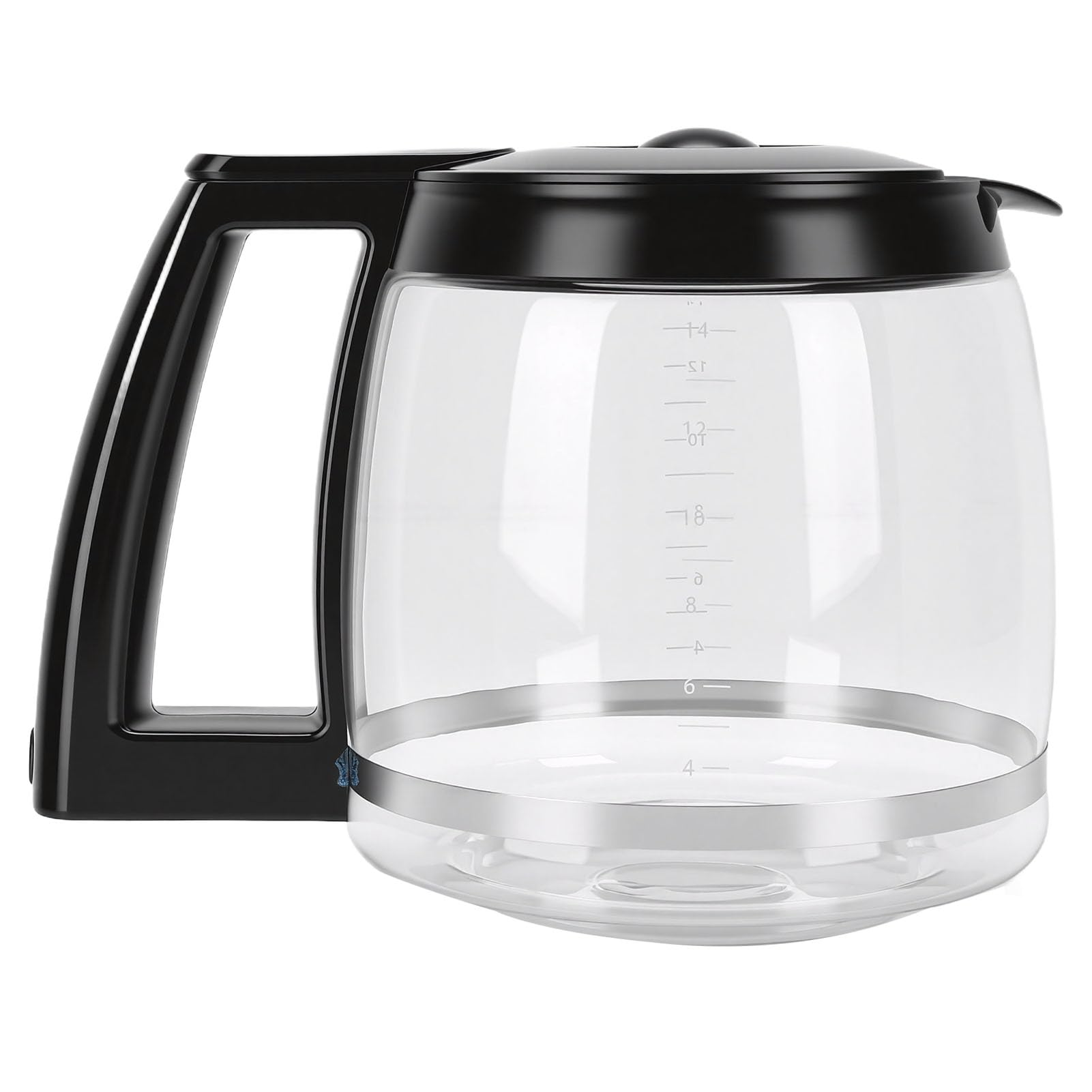 Ersatz für Kaffeekanne, Ersatzkaraffe für Kaffeemaschine aus Glas mit Griff, und Kältebeständige Kaffeekanne für Espressomaschinen, Leicht zu Reinigen (Ersatz für 14 Tassen 2,1 l)