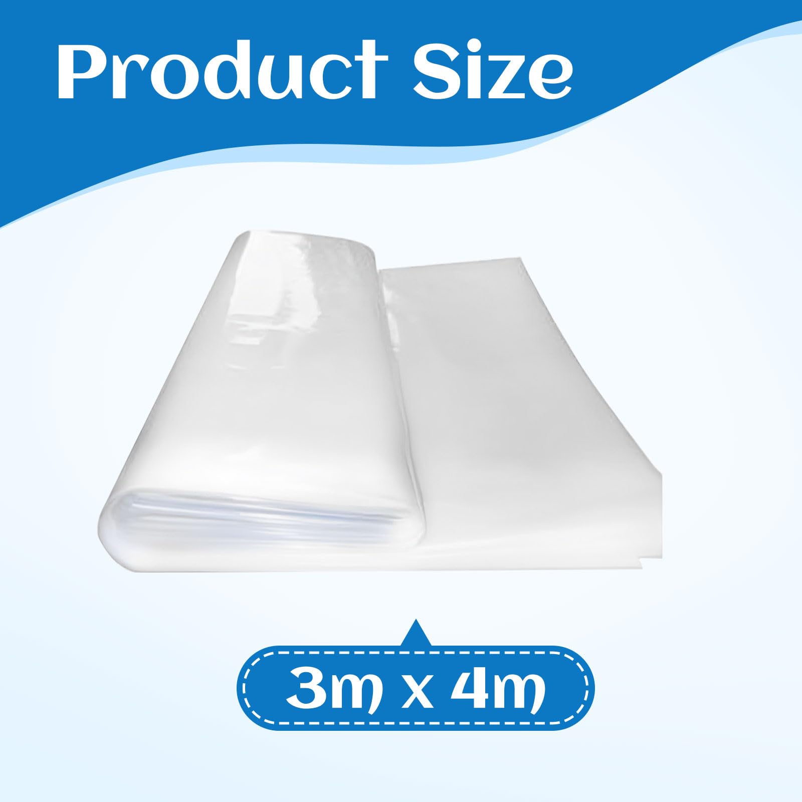 Lámina de plástico de polietileno resistente de 3 m x 4 m, plástico transparente grueso e impermeable, hojas de cubierta de jardín y construcción para aislamiento, protección contra escombros y