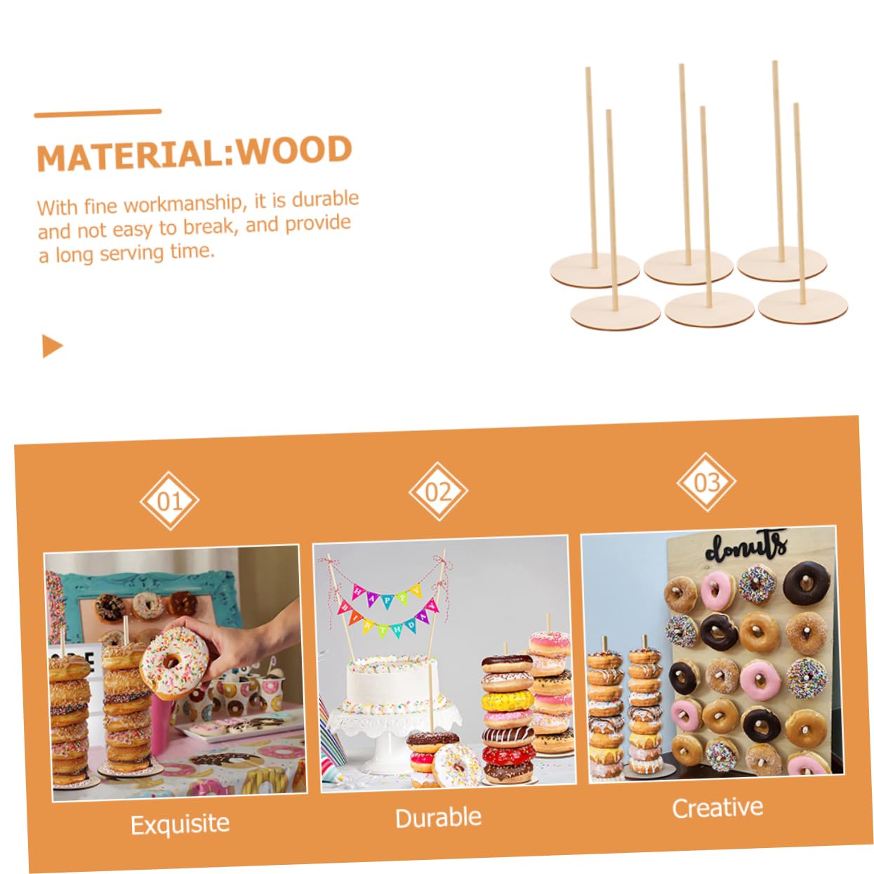 Abaodam 8piezas Soporte De Donuts Para Eventos Estante Reutilizable Para Dulces y Rosquillas Decoración Para Bodas y Fiestas Diseño Elegante y Resistente