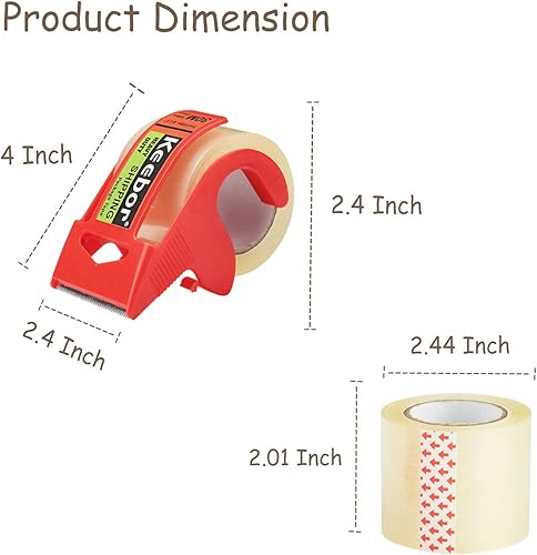 Miniatura 2 de Cinta de embalaje con dispensador, 12 rollos de cinta de envío transparente, 2 pulgadas x 32.8 yardas, núcleo de 1.5 pulgadas, diseñada para