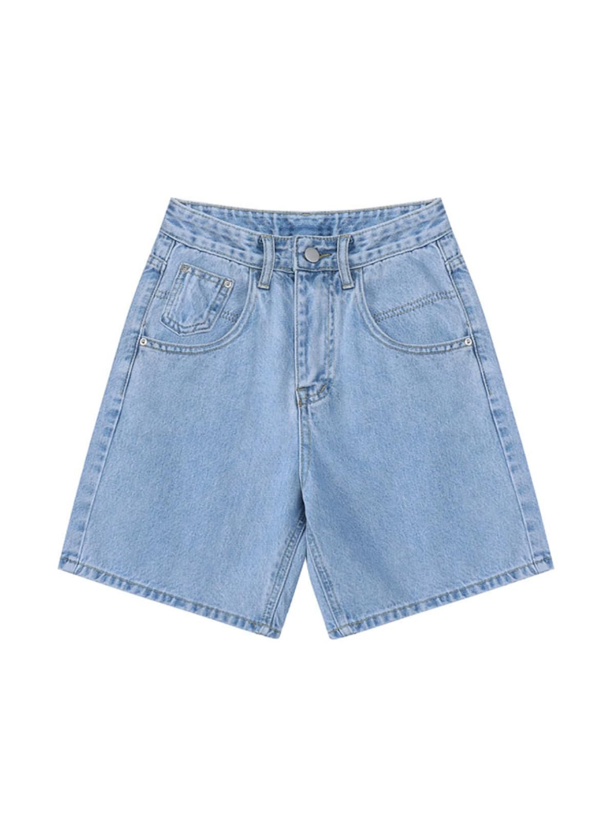 Shorts Jeans Donna Estate Alta Vita Denim Casual Sciolto Donne più Dimensione Streetwear Moda Pulsante Gamba Larga Breve Femminile-Black-m